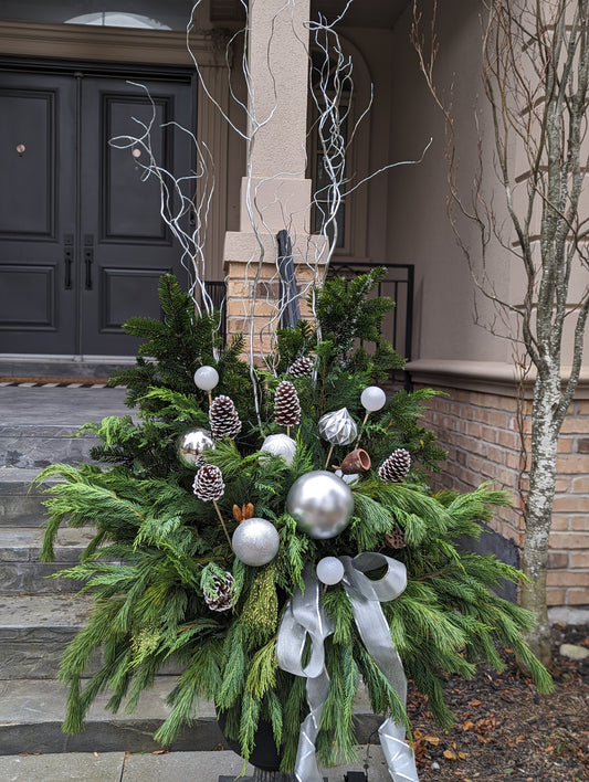 Customize Winter/Christmas Planter (1)(silver white theme)