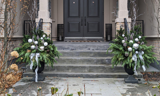 Customize Winter/Christmas Planter (1)(silver white theme)