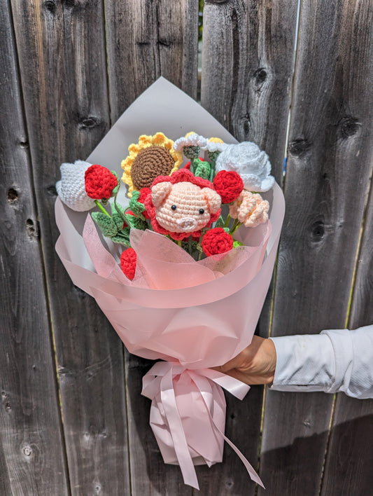 yarn knitted flower bouquet (small size) 针织花束