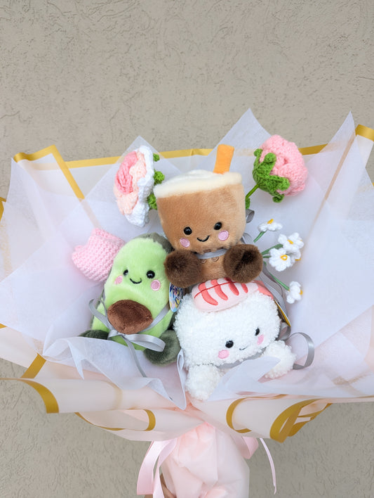 plush toy bouquet bubble tea bear (medium)