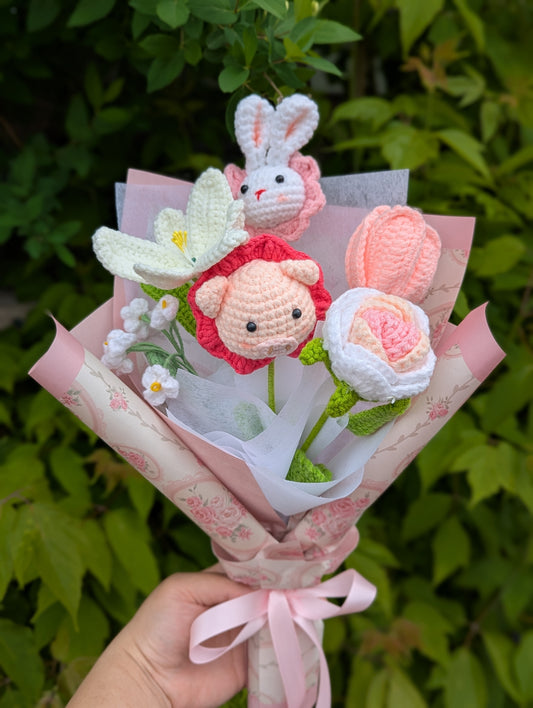 yarn knitted flower bouquet (petty size) 针织花束 002