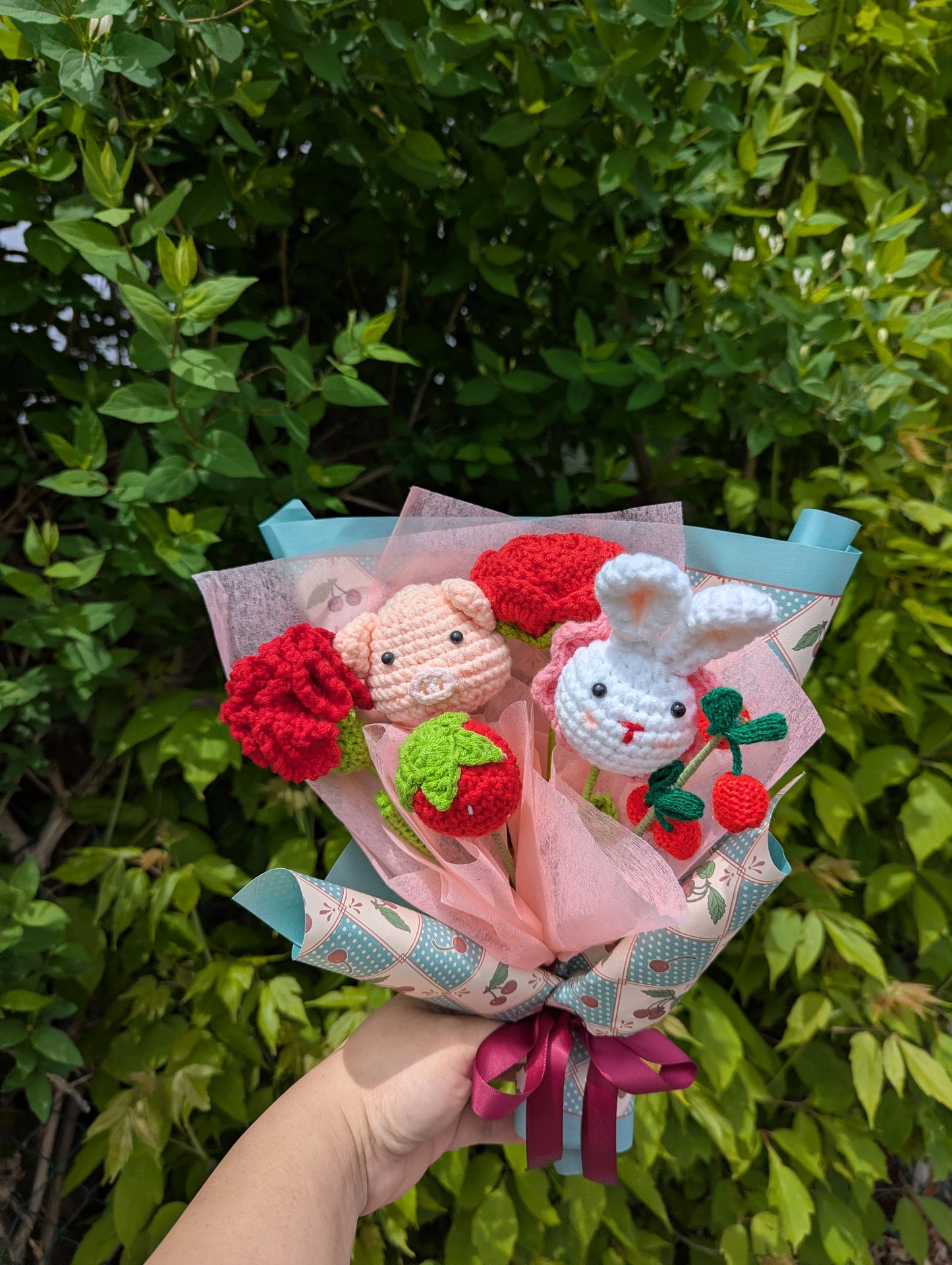 yarn knitted flower bouquet (petty size) 针织花束 002