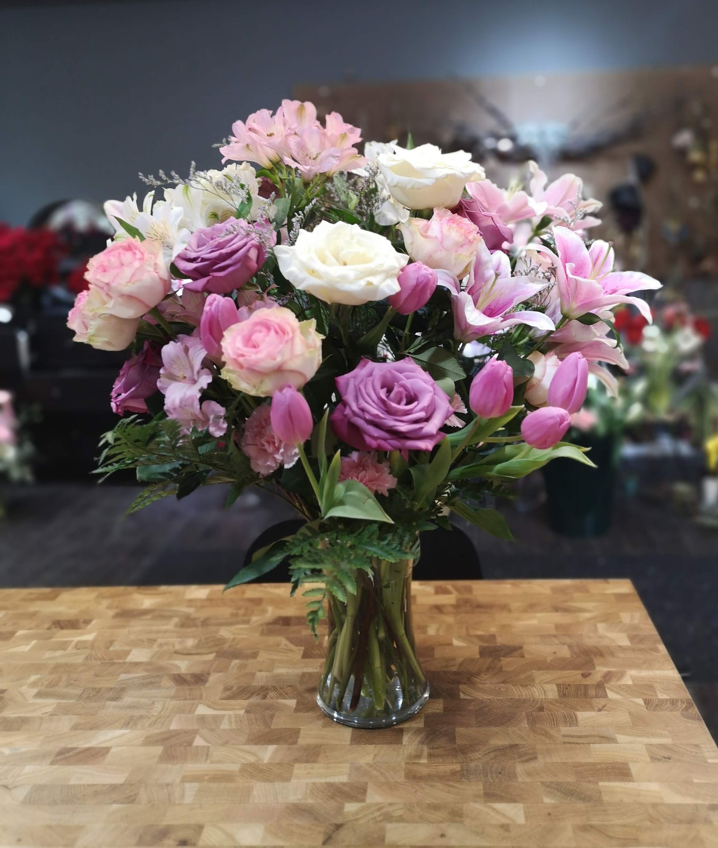 Designer choice Glass Vase Arrangement $200