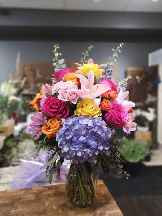 Designer choice Glass Vase Arrangement $200