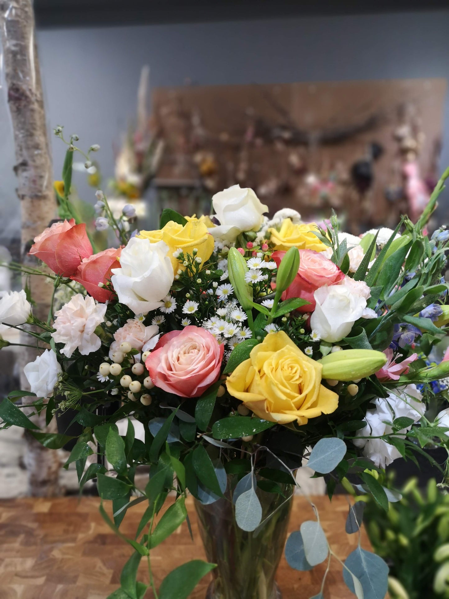 Designer choice Glass Vase Arrangement $200
