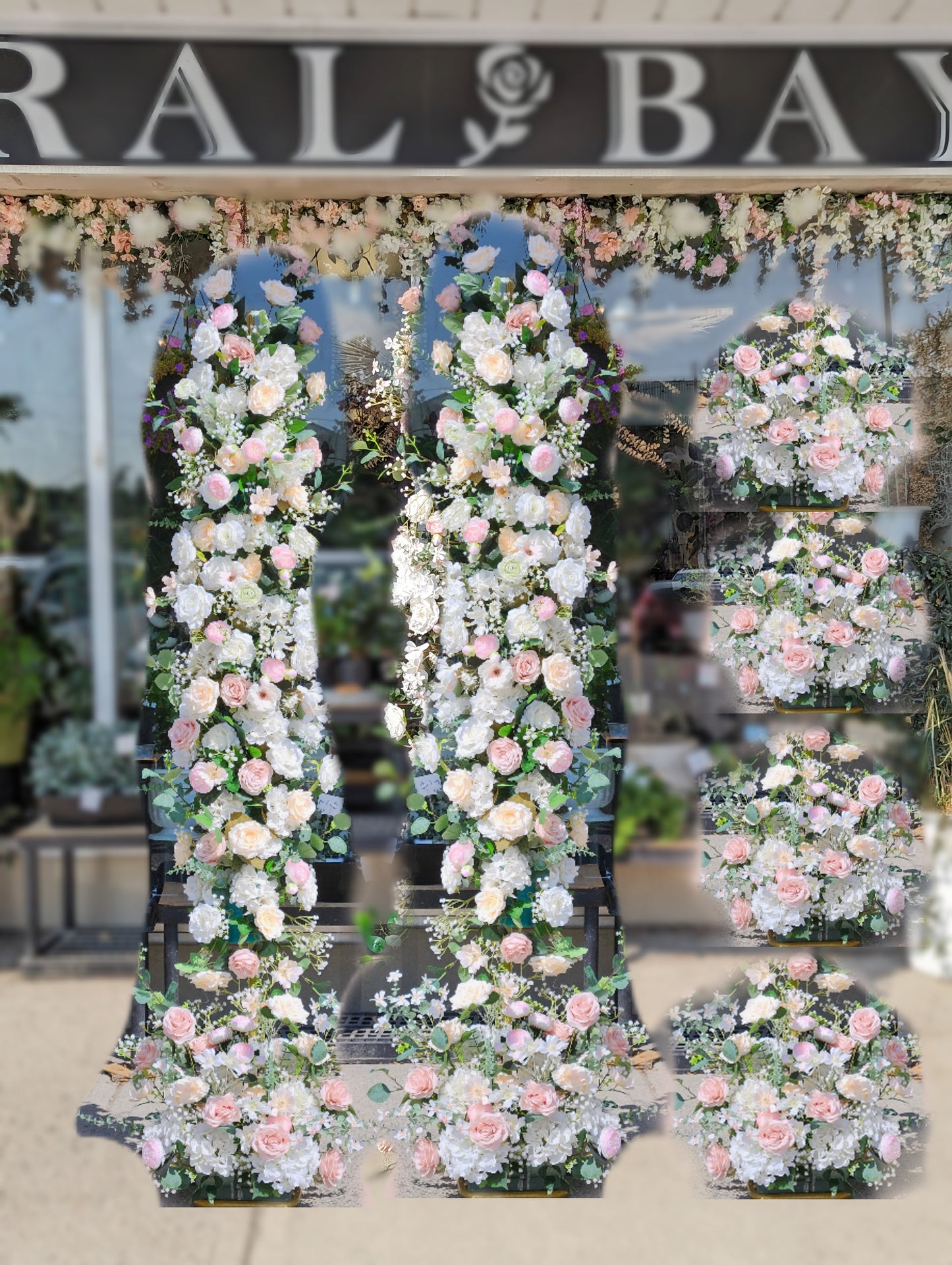 *rental* Deluxe faux flower arch pillar/ package 78'' H  for wedding