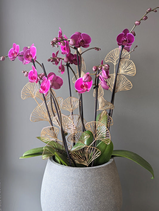 Purple Orchids in Grey stone 12''兰花拼盘 042